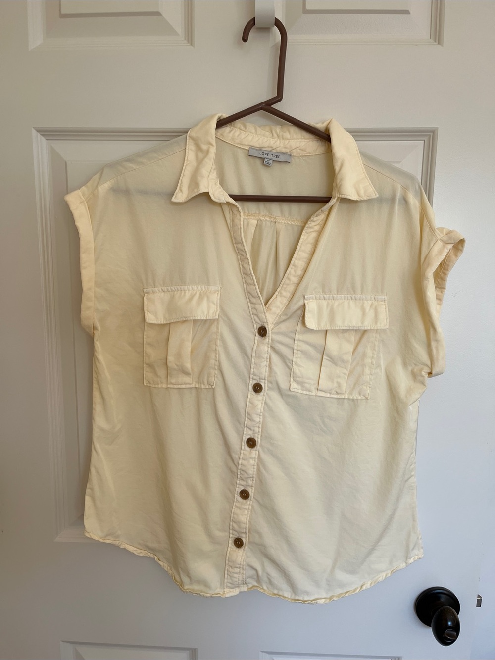 Love Tree Pale Yellow Short-Sleeve Button-Front Shirt